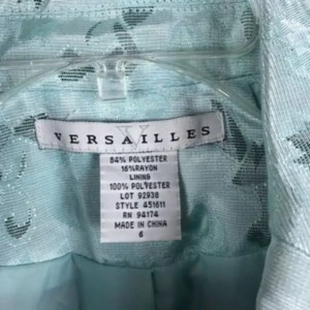 Versailles Aqua Brocade Jacket Size 6 NWT - Picture 4 of 6